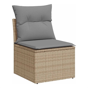 vidaXL Single Modular PE Rattan And Powder-Coated Steel Garden Chair in Beige