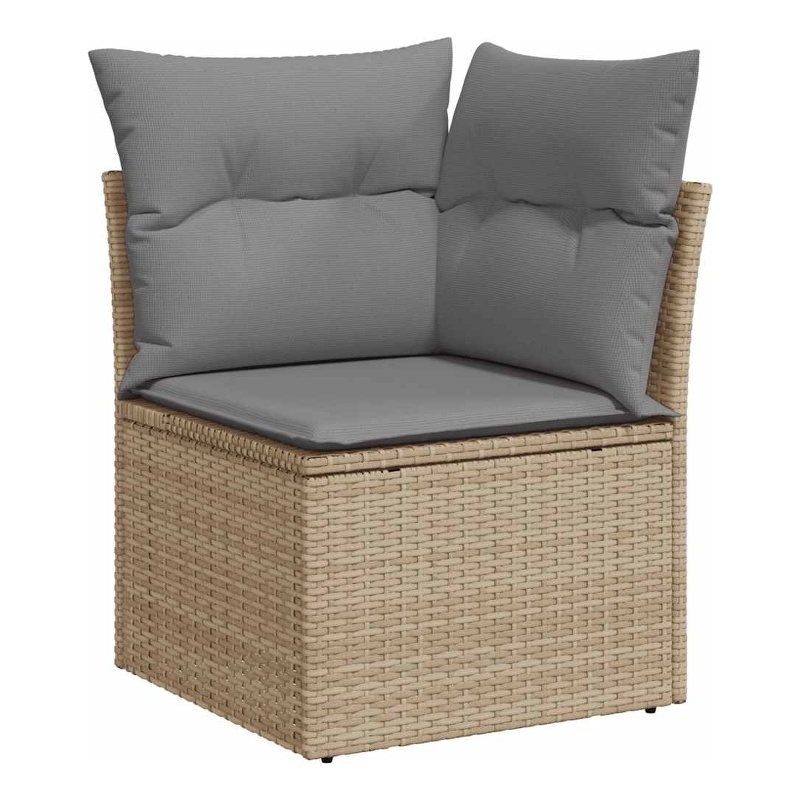vidaXL Single Modular PE Rattan Garden Sofa Square in Beige