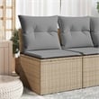 vidaXL Single Modular PE Rattan Garden Sofa Square in Beige