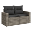 vidaXL Medium PE Rattan Garden Sofa With Adjustable Feet in Grey