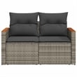 vidaXL Poly Rattan & Powder-Coated Steel & Solid Acacia Wood Garden Sofa in Grey