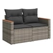 vidaXL Poly Rattan & Powder-Coated Steel & Solid Acacia Wood Garden Sofa in Grey