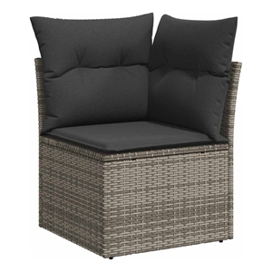 vidaXL Poly Rattan Patio Corner Sofa With Cushions in Dark Grey
