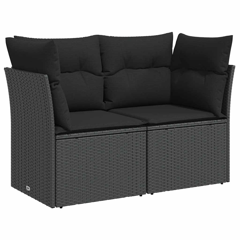 vidaXL 2-Seater Poly Rattan And Powder-Coated Steel Garden Sofa in Black