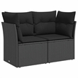 vidaXL 2-Seater Poly Rattan And Powder-Coated Steel Garden Sofa in Black