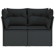 vidaXL 2-Seater Poly Rattan And Powder-Coated Steel Garden Sofa in Black