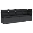 vidaXL Poly Rattan And Powder-Coated Steel Garden Sofa With Polyester in Black