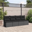 vidaXL 4-Seater Poly Rattan And Powder-Coated Steel Garden Sofa in Black