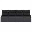 vidaXL 4-Seater Poly Rattan And Powder-Coated Steel Garden Sofa in Black