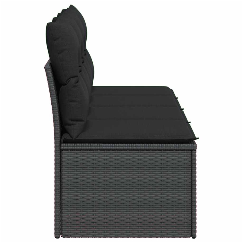 vidaXL 4-Seater Poly Rattan And Powder-Coated Steel Garden Sofa in Black