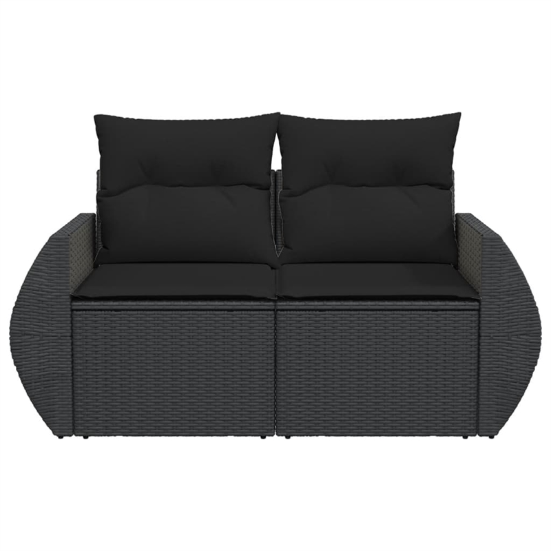 vidaXL Medium Poly Rattan Garden Sofa UV-Resistant in Black