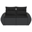 vidaXL Medium Poly Rattan Garden Sofa UV-Resistant in Black