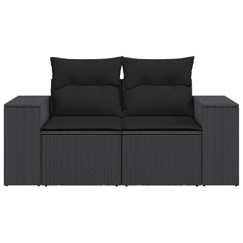 vidaXL 2-Seater Poly Rattan Modular Garden Sofa in Black