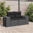 vidaXL 2-Seater Poly Rattan Modular Garden Sofa in Black
