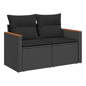vidaXL 2-Seater PE Rattan Modular Garden Sofa in Black