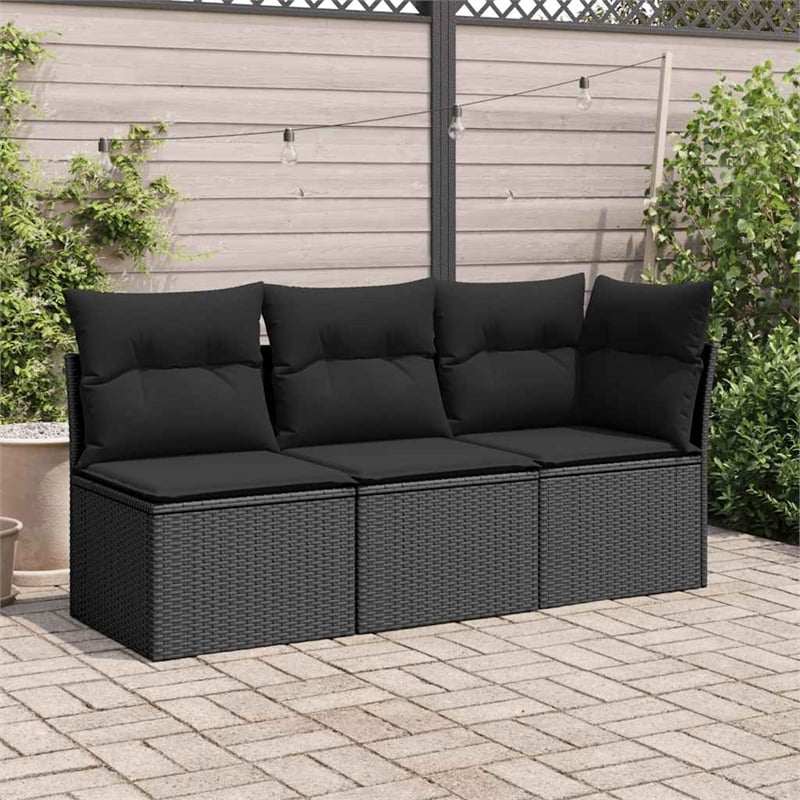 vidaXL PE Rattan Medium Modular Garden Chair in Black
