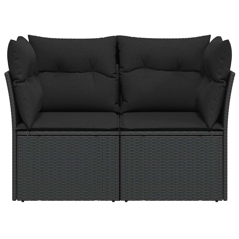 vidaXL 2-Seater PE Rattan And Powder-Coated Steel Garden Sofa in Black