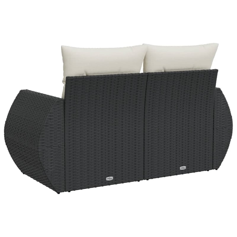 vidaXL 2-Seater PE Rattan Modular Garden Sofa in Black