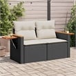 vidaXL 2-Seater PE Rattan Garden Sofa With Adjustable Armrests in Black
