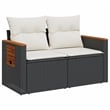 vidaXL 2-Seater PE Rattan Garden Sofa With Adjustable Armrests in Black