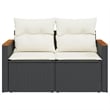 vidaXL 2-Seater PE Rattan Garden Sofa With Adjustable Armrests in Black