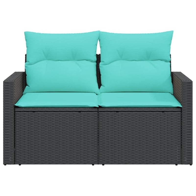 vidaXL 2-Seater PE Rattan Modular Garden Sofa in Black