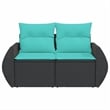vidaXL PE Rattan & Powder-Coated Steel & Polyester Garden Sofa in Black & Blue
