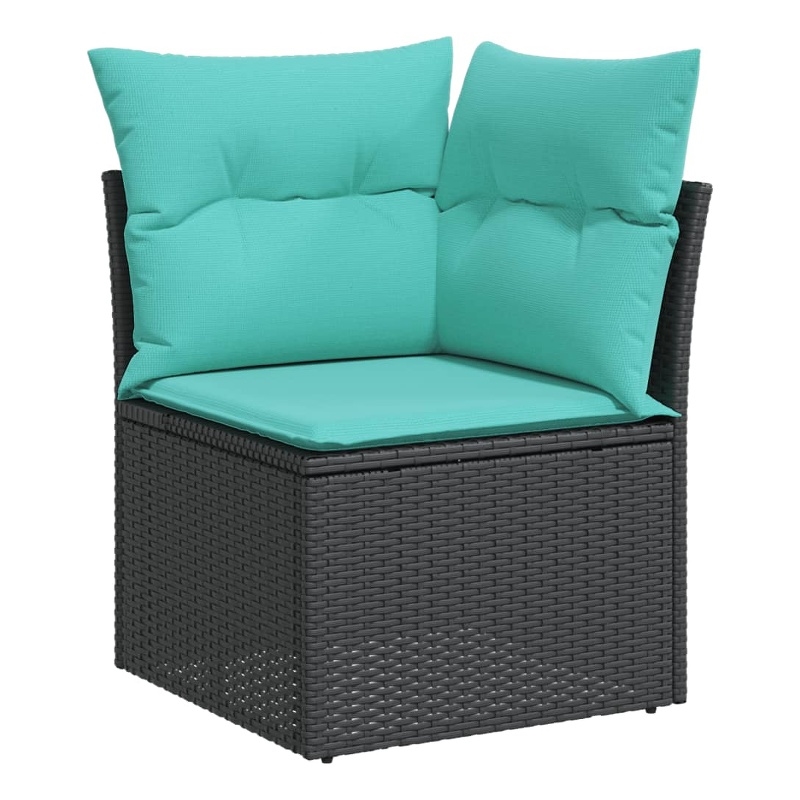 vidaXL PE Rattan & Powder-Coated Steel & Polyester Compact Garden Sofa in Black