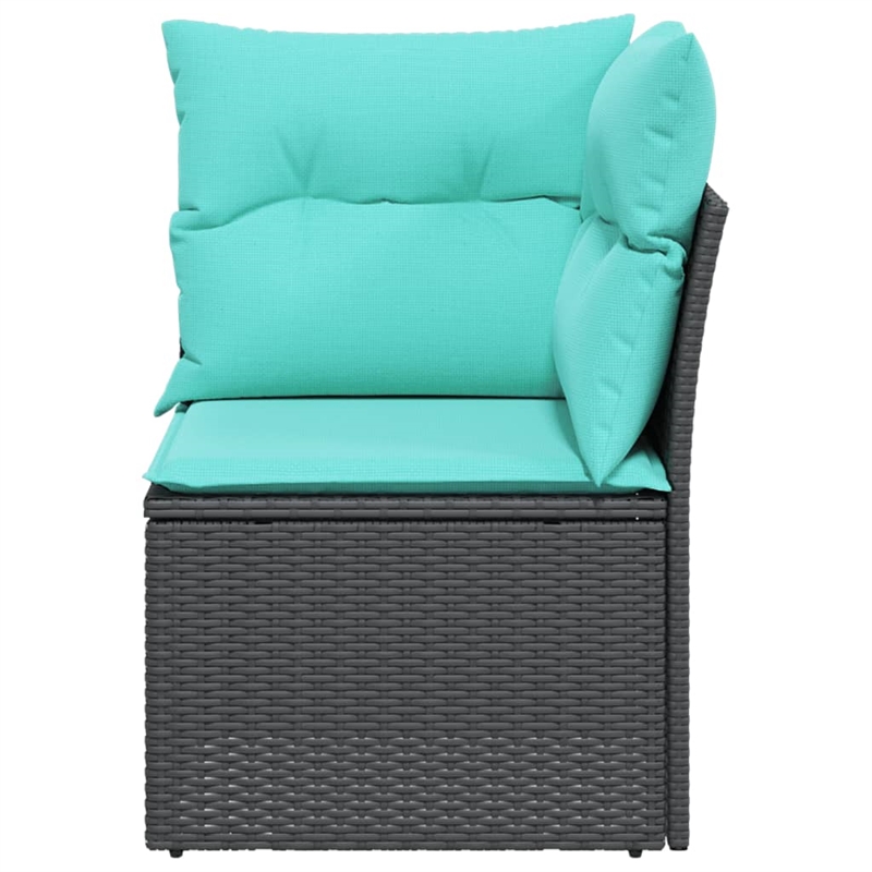 vidaXL PE Rattan & Powder-Coated Steel & Polyester Compact Garden Sofa in Black