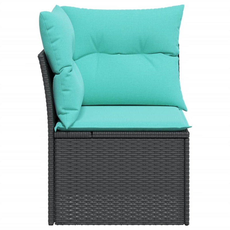 vidaXL PE Rattan & Powder-Coated Steel & Polyester Compact Garden Sofa in Black