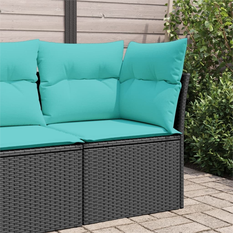 vidaXL PE Rattan & Powder-Coated Steel & Polyester Compact Garden Sofa in Black