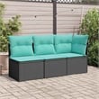 vidaXL Poly Rattan Garden Sofa in Black