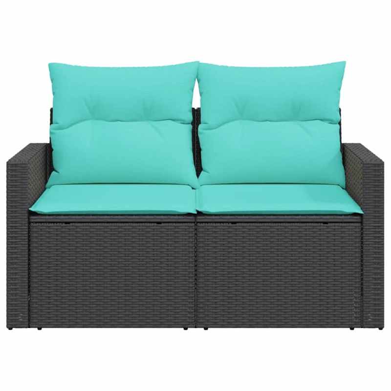vidaXL 2-Seater Poly Rattan Garden Sofa With Adjustable Feet in Black
