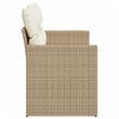vidaXL PE Rattan & Powder-Coated Steel & Polyester Medium Garden Sofa in Beige