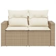 vidaXL PE Rattan & Powder-Coated Steel & Polyester Medium Garden Sofa in Beige