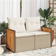 vidaXL 2-Seater Poly Rattan Garden Sofa UV-Resistant in Beige