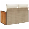 vidaXL 2-Seater Poly Rattan Garden Sofa UV-Resistant in Beige