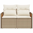 vidaXL 2-Seater Poly Rattan Garden Sofa UV-Resistant in Beige