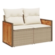 vidaXL 2-Seater Poly Rattan Garden Sofa UV-Resistant in Beige