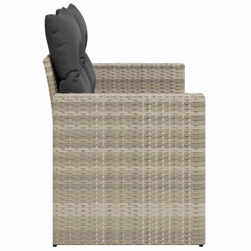 vidaXL 2-Seater PE Rattan And Powder-Coated Steel Garden Sofa in Light Grey
