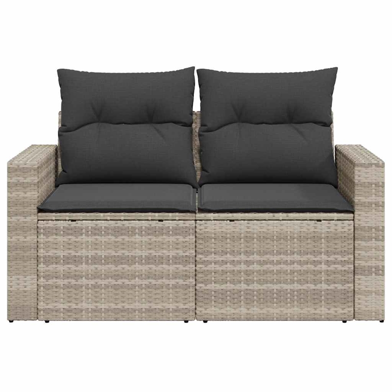 vidaXL 2-Seater PE Rattan And Powder-Coated Steel Garden Sofa in Light Grey