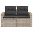 vidaXL 2-Seater PE Rattan And Powder-Coated Steel Garden Sofa in Light Grey