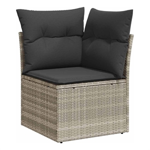 vidaXL Poly Rattan And Powder-Coated Steel Garden Sofa in Light Grey