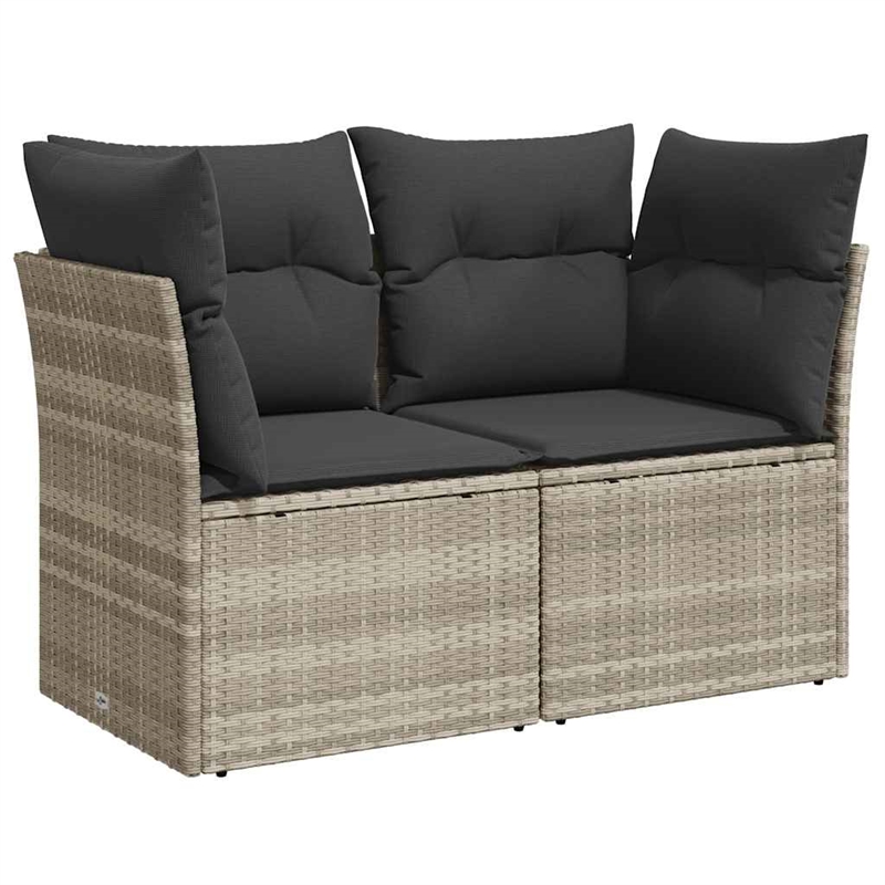 vidaXL 2-Seater PE Rattan And Powder-Coated Steel Garden Sofa in Light Grey