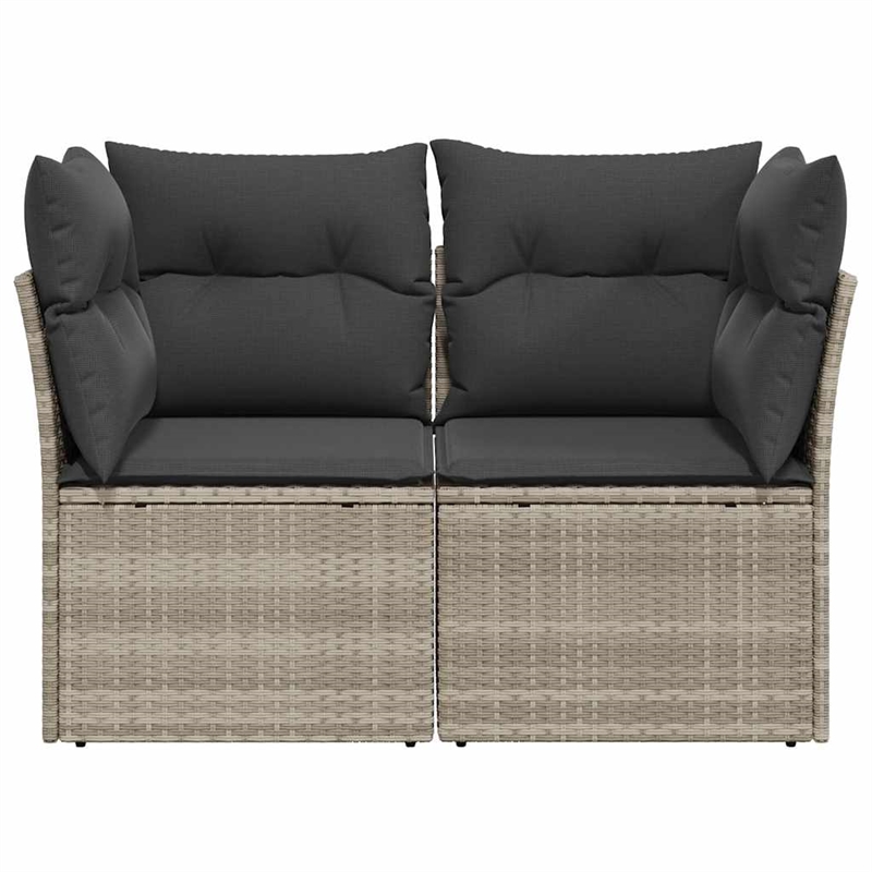 vidaXL 2-Seater PE Rattan And Powder-Coated Steel Garden Sofa in Light Grey