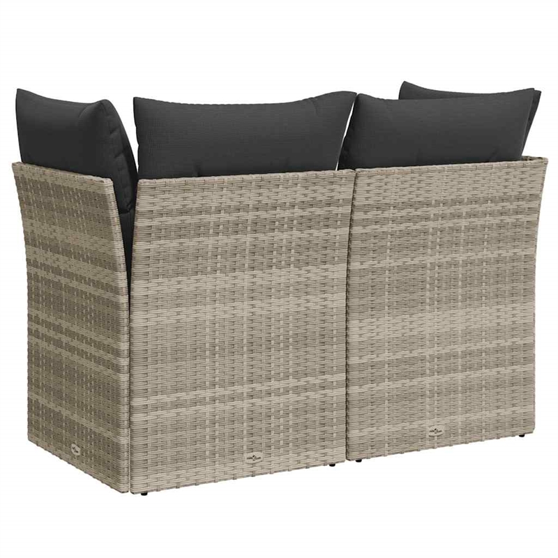 vidaXL 2-Seater PE Rattan And Powder-Coated Steel Garden Sofa in Light Grey