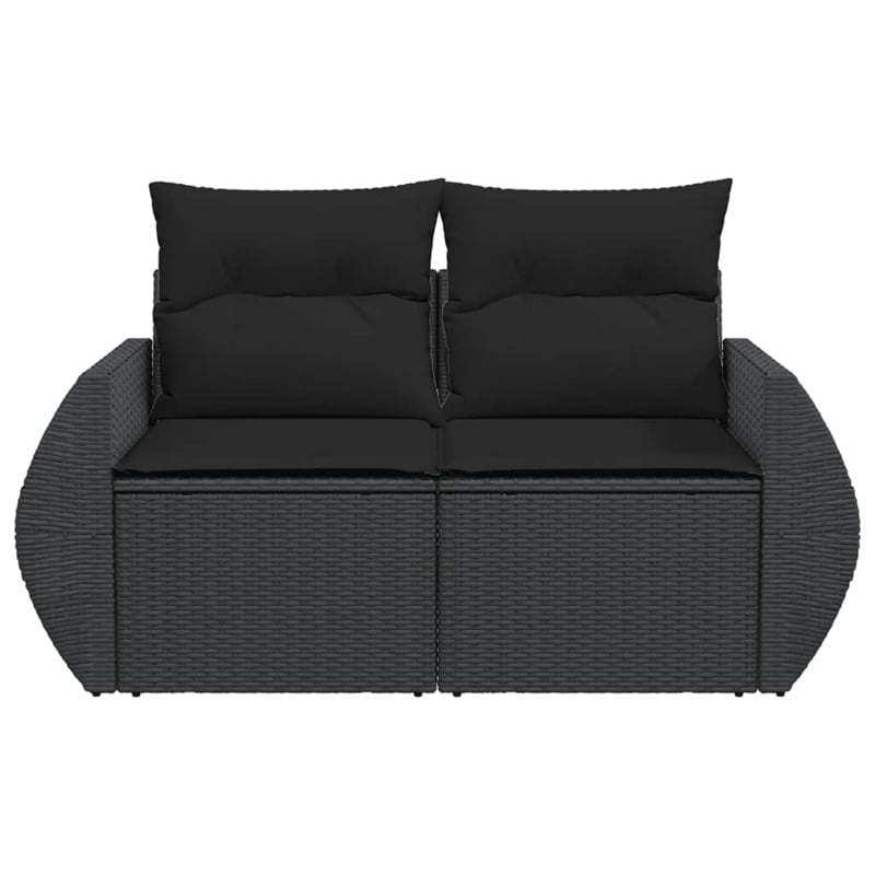 vidaXL 2-Seater Poly Rattan Modular Garden Sofa in Black