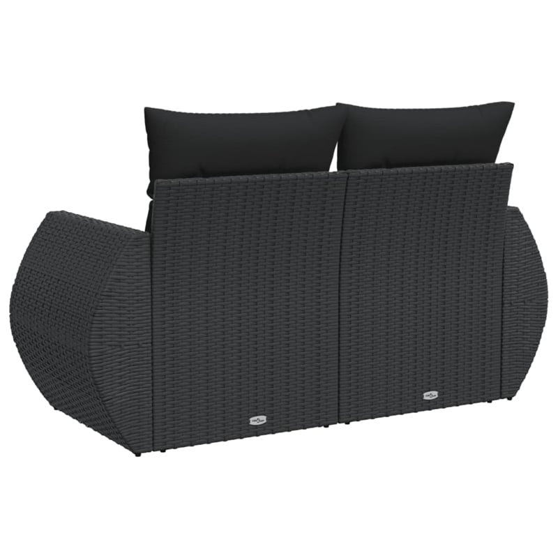 vidaXL 2-Seater Poly Rattan Modular Garden Sofa in Black