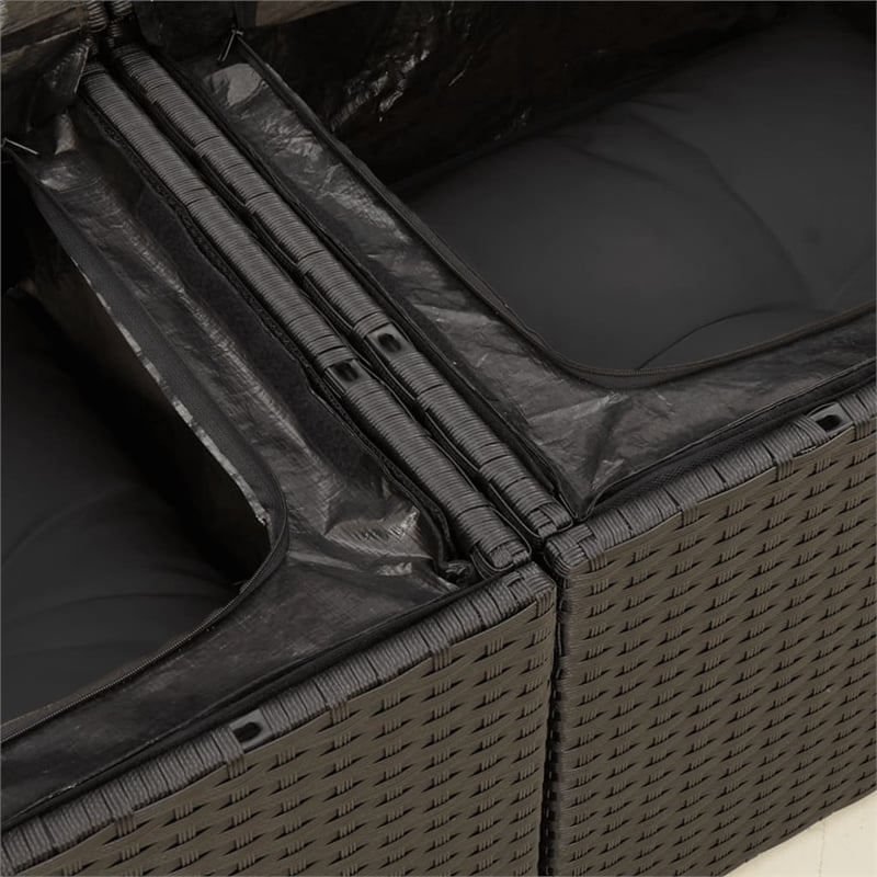 vidaXL 2-Seater Poly Rattan Modular Garden Sofa in Black