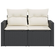 vidaXL 2-Seater PE Rattan Modular Garden Sofa in Black And Cream